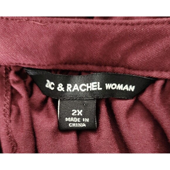 Zac & Rachel Woman Blouse Size 2X Burgundy Long Sheer Polka Dot Sleeves - Picture 5 of 7